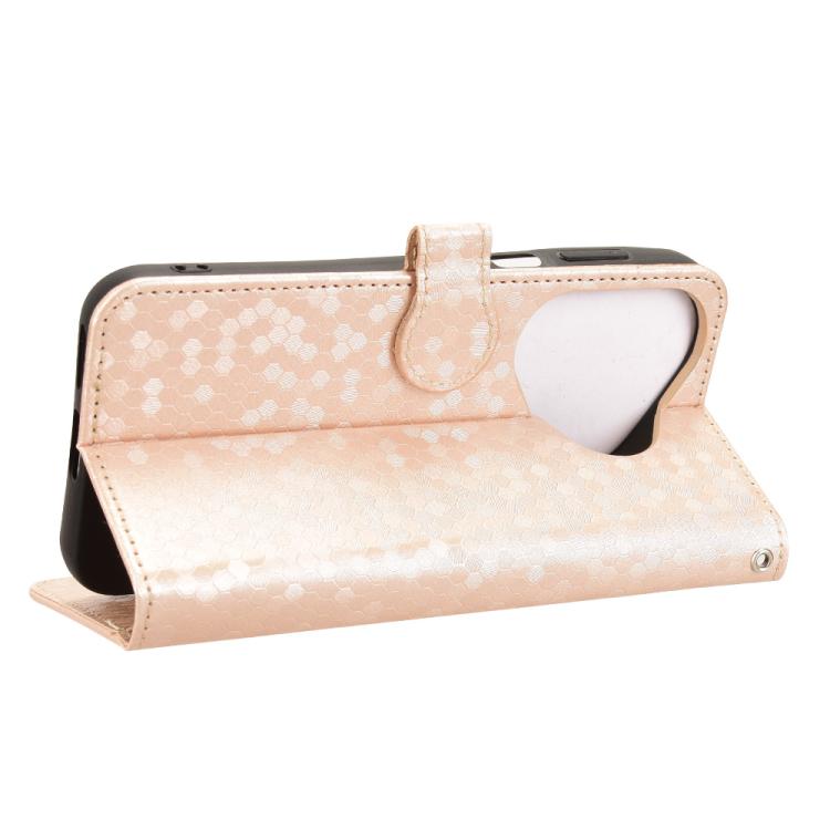 Funda de cuero con textura de panal y puntos para Huawei Pura 80 5G (dorada)