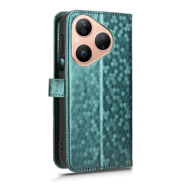 Funda de cuero con textura de panal de abeja para Huawei Pura 80 5G (verde)