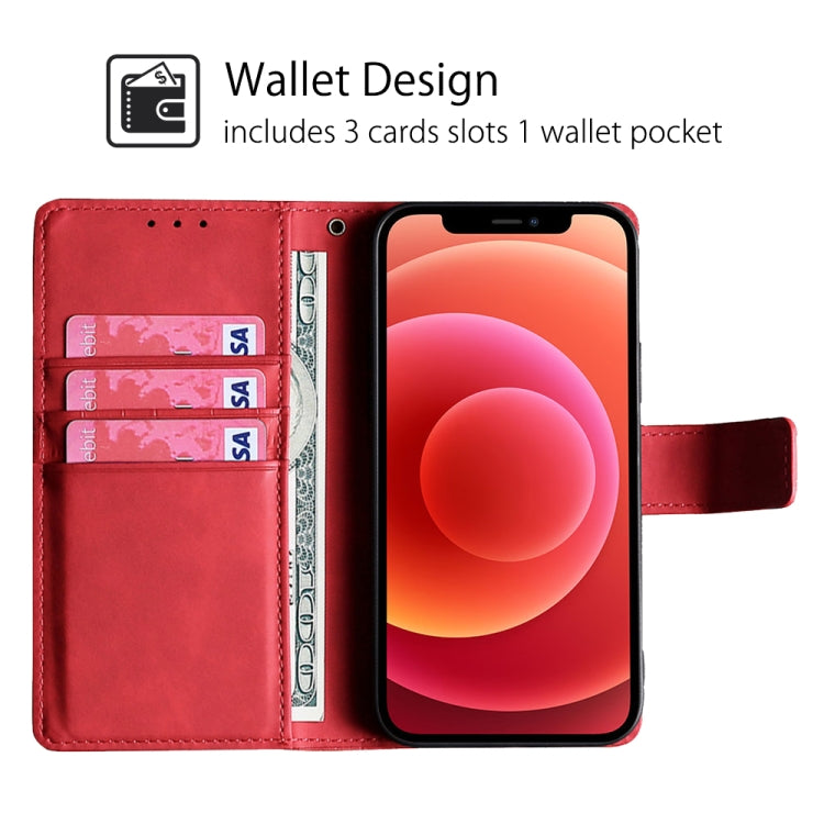 Funda de Piel con Cierre Magnético para Teléfono Itel A50 4G (Rojo) con Tacto Cocodrilo