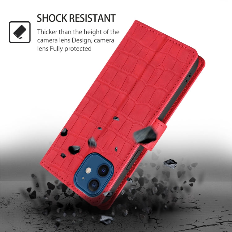 Funda de Piel con Cierre Magnético para Teléfono Itel A50 4G (Rojo) con Tacto Cocodrilo