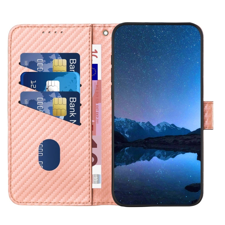 Funda de Cuero con Hebilla de Fibra de Carbono para Sharp Aquos R9 Pro Yx0070 con Cordón (Rosa)