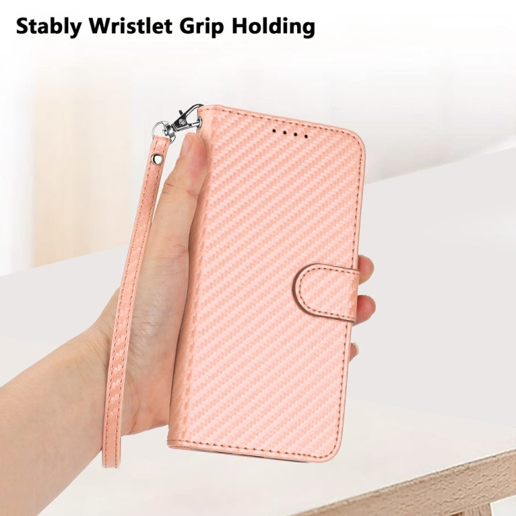 Funda de Cuero con Hebilla de Fibra de Carbono para Sharp Aquos R9 Pro Yx0070 con Cordón (Rosa)