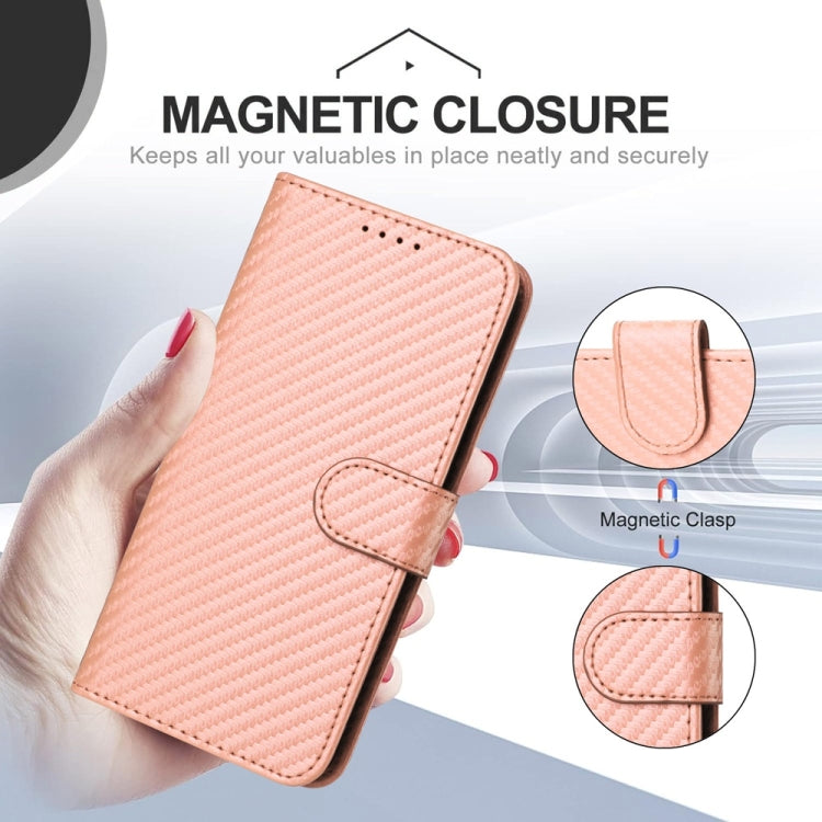 Funda de Cuero con Hebilla de Fibra de Carbono para Sharp Aquos R9 Pro Yx0070 con Cordón (Rosa)