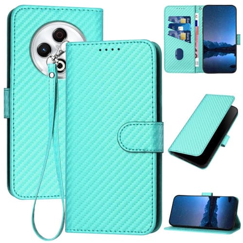Funda de Cuero con Hebilla de Fibra de Carbono para Tecno Spark 30 4G Yx0070 con Cordón (Azul Claro)