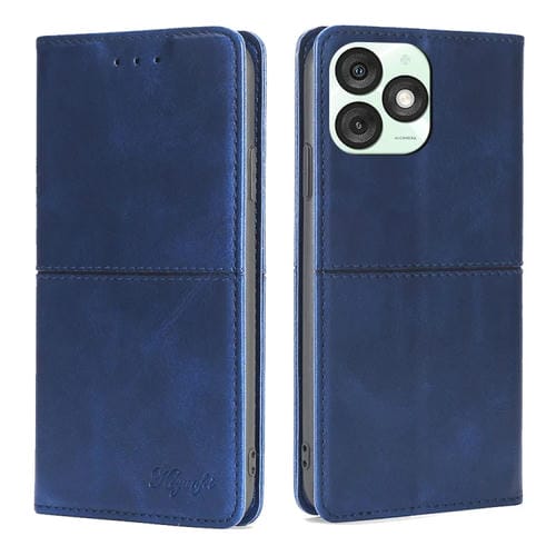 Funda de Cuero Magnética con Textura de Vaca para Teléfono Itel A50 4G (Azul)
