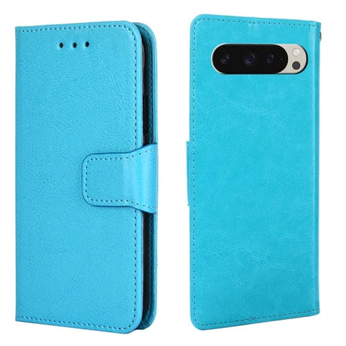 Funda de Cuero con Textura de Cristal para Teléfono Google Pixel 9 (Azul Cielo)