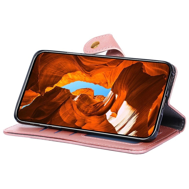 Funda de Cuero con Cremallera para Teléfono Itel S24 4G (Oro Rosa)