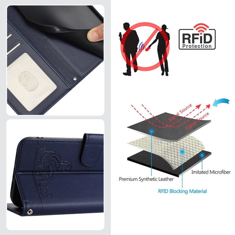 Funda Cuero Rfid TCL 50 Pro Nxtpaper con Cordón Patrón Gato y Rata (Azul)