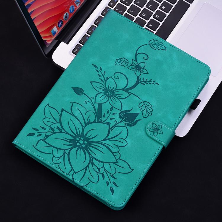 Funda de piel con relieve Lily para Redmi Pad 2 / Redmi Pad SE 11 2025 (verde)