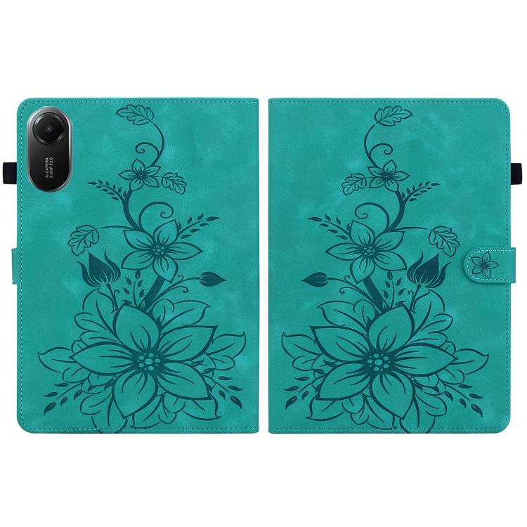 Funda de piel con relieve Lily para Redmi Pad 2 / Redmi Pad SE 11 2025 (verde)