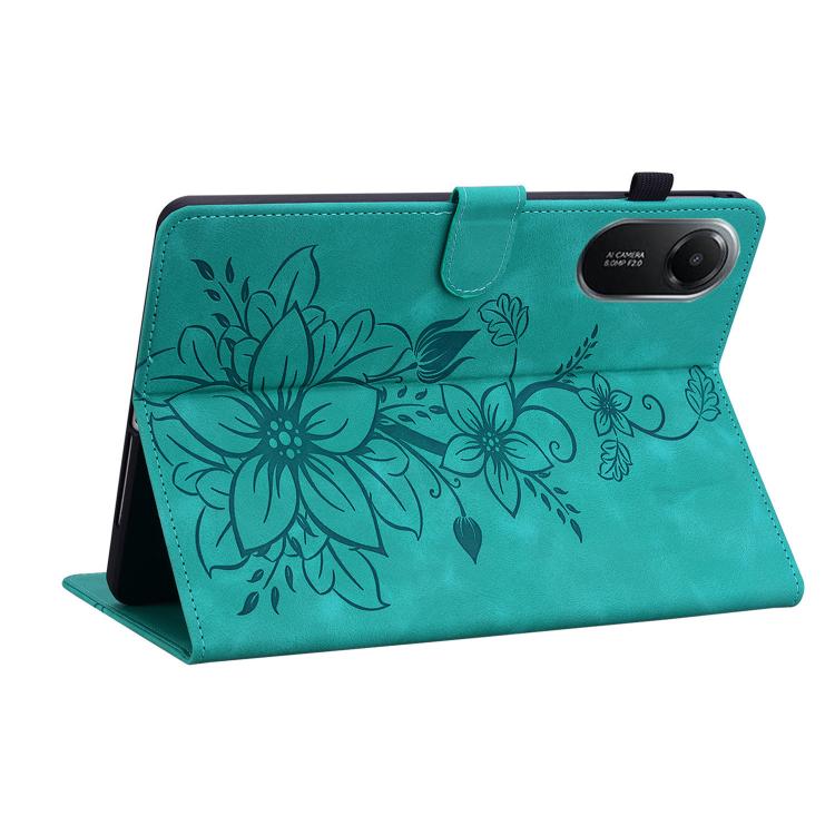 Funda de piel con relieve Lily para Redmi Pad 2 / Redmi Pad SE 11 2025 (verde)