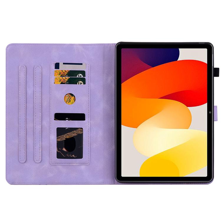 Funda de piel con relieve Lily para Redmi Pad 2 / Redmi Pad SE 11 2025 (morada)