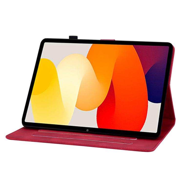 Funda de piel con relieve Lily para Redmi Pad 2 / Redmi Pad SE 11 2025 (roja)