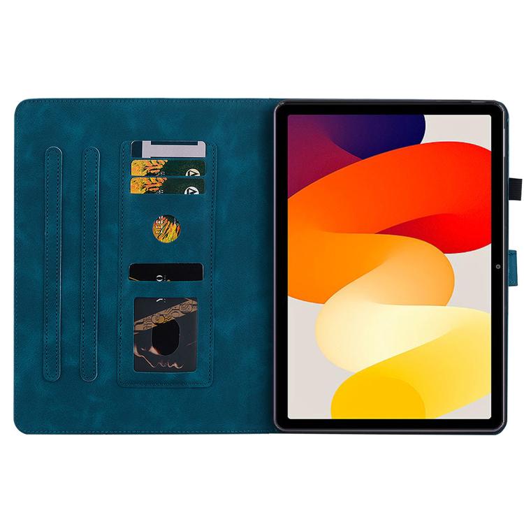 Funda de piel con relieve Lily para Redmi Pad 2 / Redmi Pad SE 11 2025 (azul oscuro)
