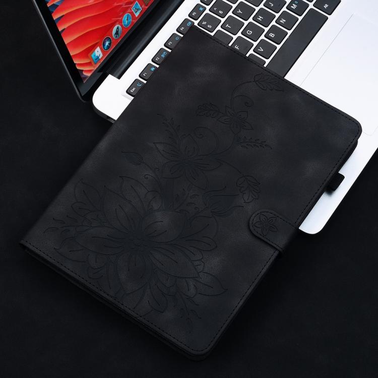 Funda de piel con relieve Lily para Redmi Pad 2 / Redmi Pad SE 11 2025 (negra)