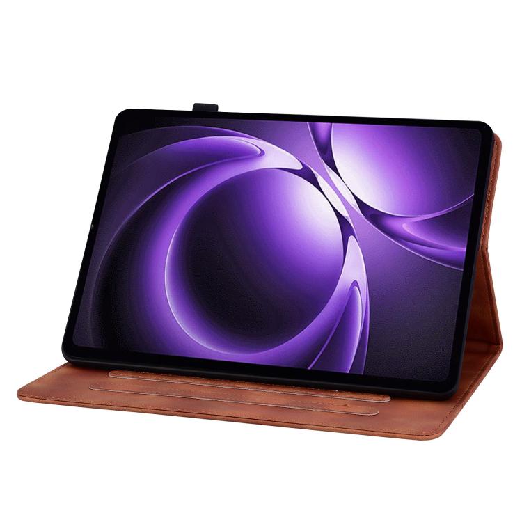 Funda de piel con relieve de lirio para Xiaomi Redmi K Pad de 8,8 pulgadas (marrón)