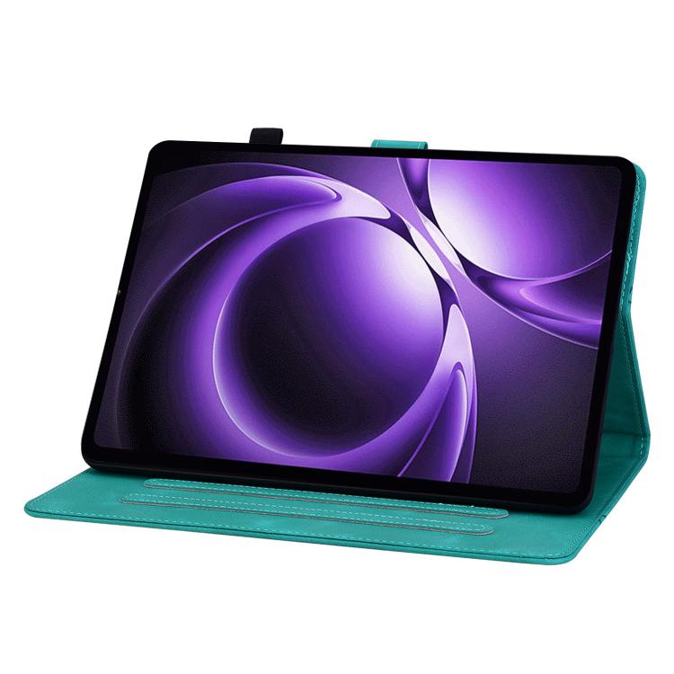 Funda de piel con relieve de lirio para Xiaomi Redmi K Pad de 8,8 pulgadas (verde)