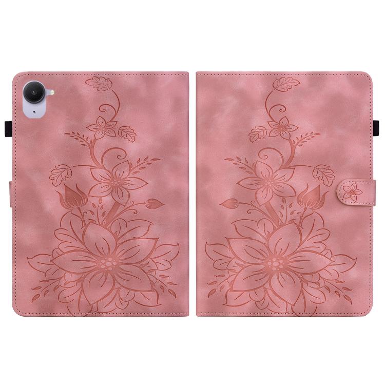 Funda de piel con relieve de lirio para Xiaomi Redmi K Pad de 8,8 pulgadas (rosa)