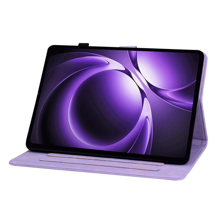 Funda de piel con relieve de lirio para Xiaomi Redmi K Pad de 8,8 pulgadas (morado)