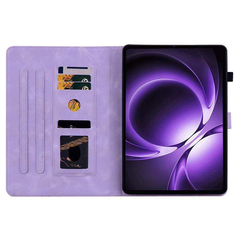 Funda de piel con relieve de lirio para Xiaomi Redmi K Pad de 8,8 pulgadas (morado)