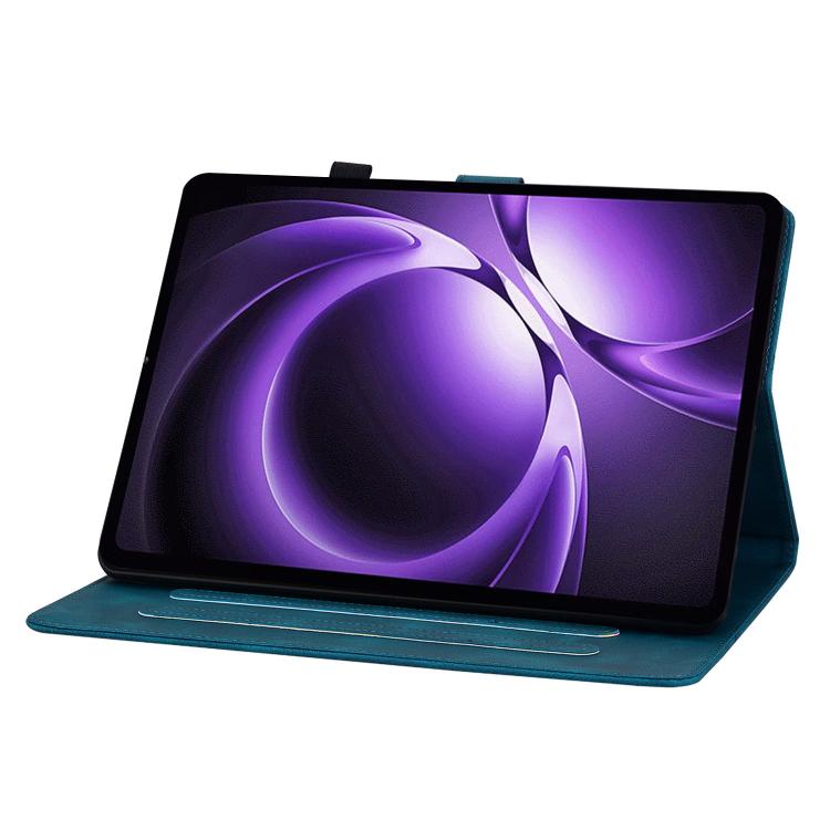 Funda de piel con relieve de lirio para Xiaomi Redmi K Pad de 8,8 pulgadas (azul oscuro)