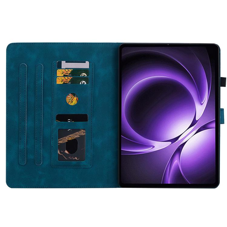 Funda de piel con relieve de lirio para Xiaomi Redmi K Pad de 8,8 pulgadas (azul oscuro)