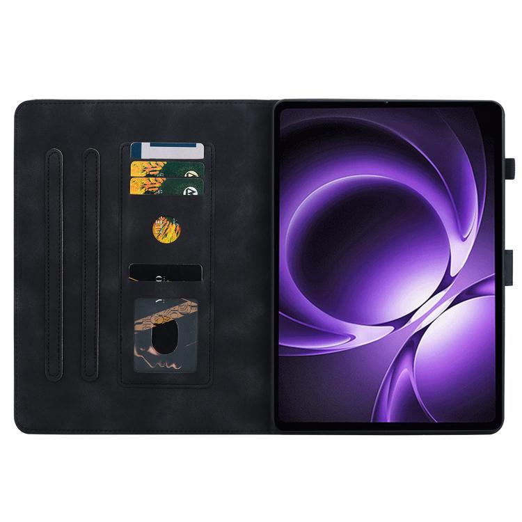 Funda de piel con relieve de lirio para Xiaomi Redmi K Pad de 8,8 pulgadas (negra)