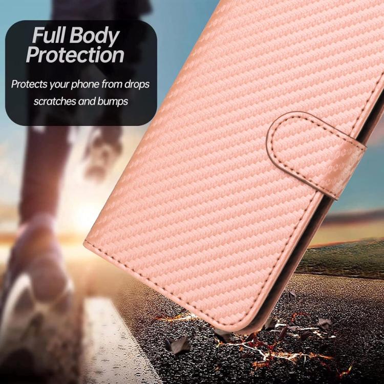 Funda de Cuero con Hebilla de Fibra de Carbono y Cordón para Huawei Nova 8 Se Yx0070 (Rosa)