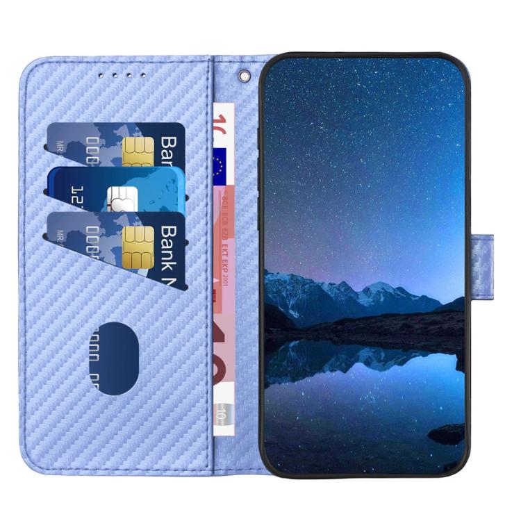 Funda de Cuero para Huawei P50 Pro Yx0070 con Hebilla de Fibra de Carbono y Cordón (Morado Claro)