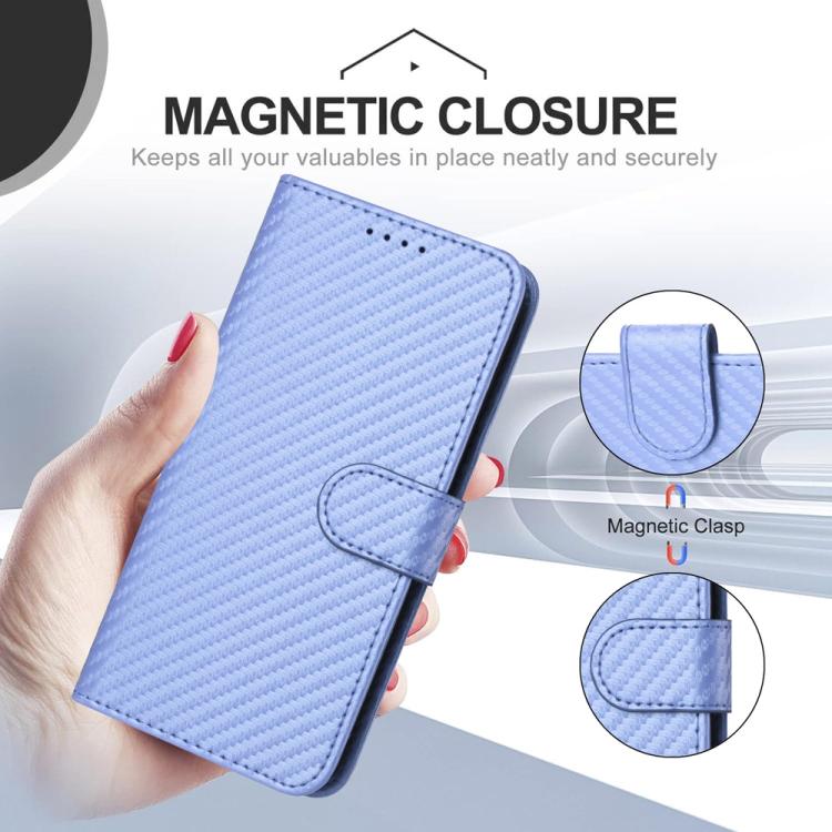 Funda de Cuero para Huawei P50 Pro Yx0070 con Hebilla de Fibra de Carbono y Cordón (Morado Claro)