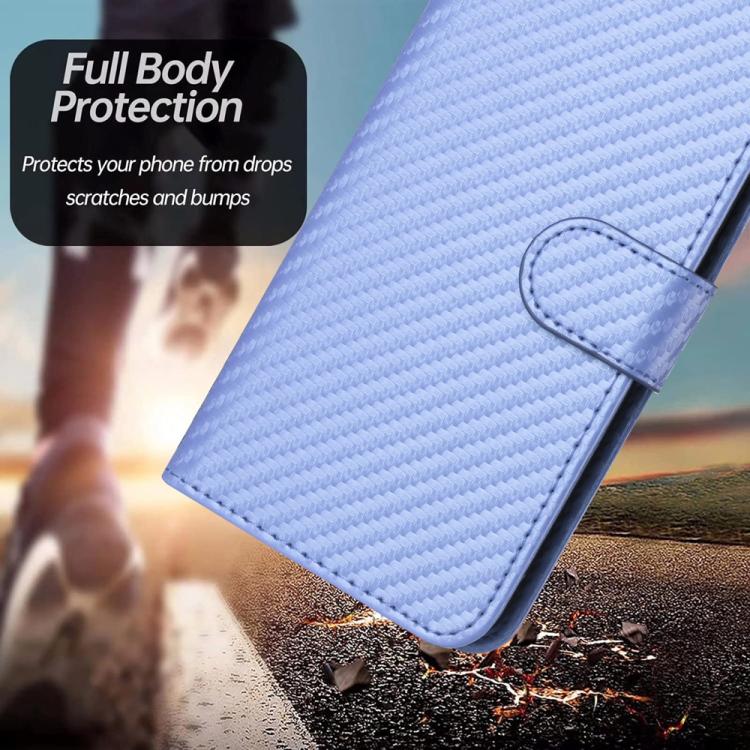 Funda de Cuero para Huawei P50 Pro Yx0070 con Hebilla de Fibra de Carbono y Cordón (Morado Claro)