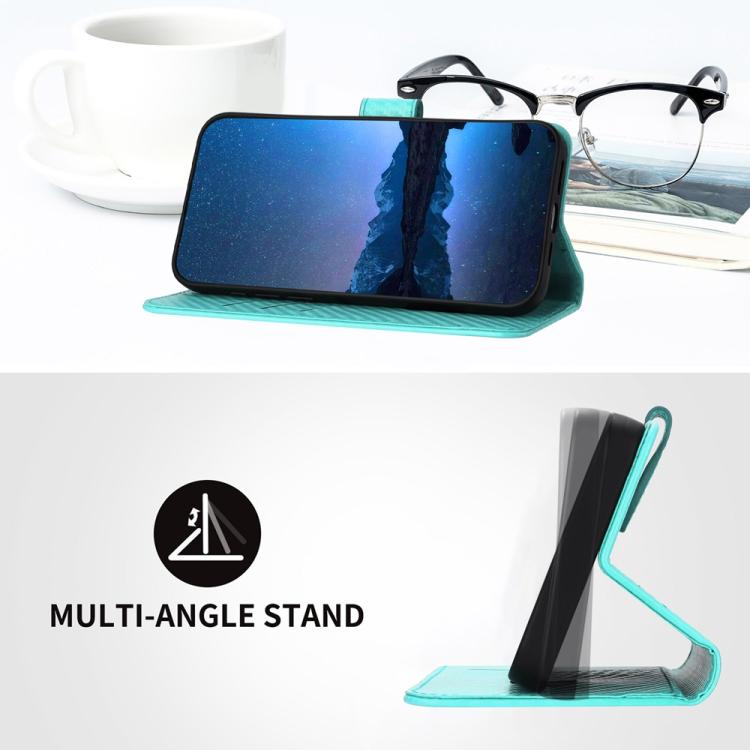 Funda de Cuero Huawei P60 / P60 Pro Yx0070 con Hebilla de Fibra de Carbono y Cordón (Azul Claro)