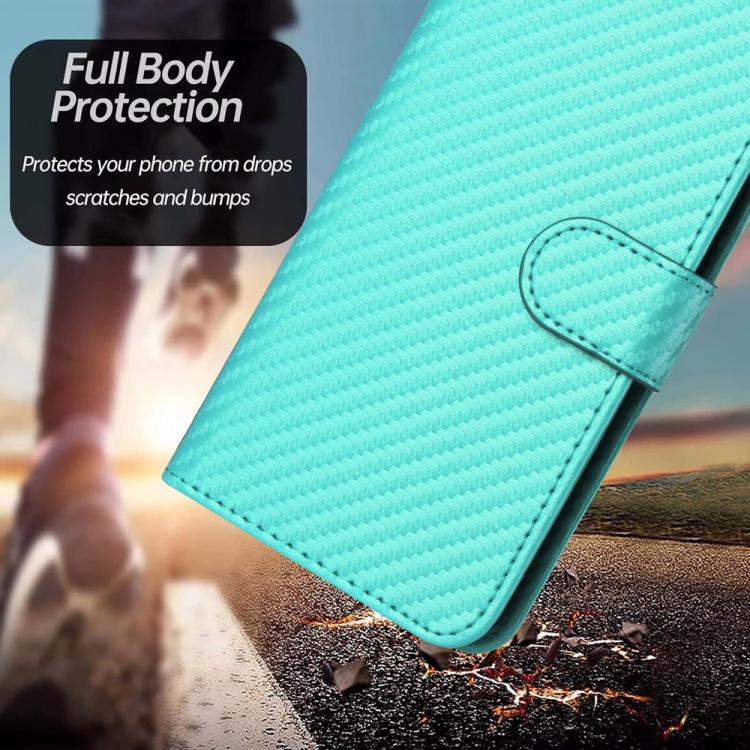 Funda de Cuero Huawei P60 / P60 Pro Yx0070 con Hebilla de Fibra de Carbono y Cordón (Azul Claro)