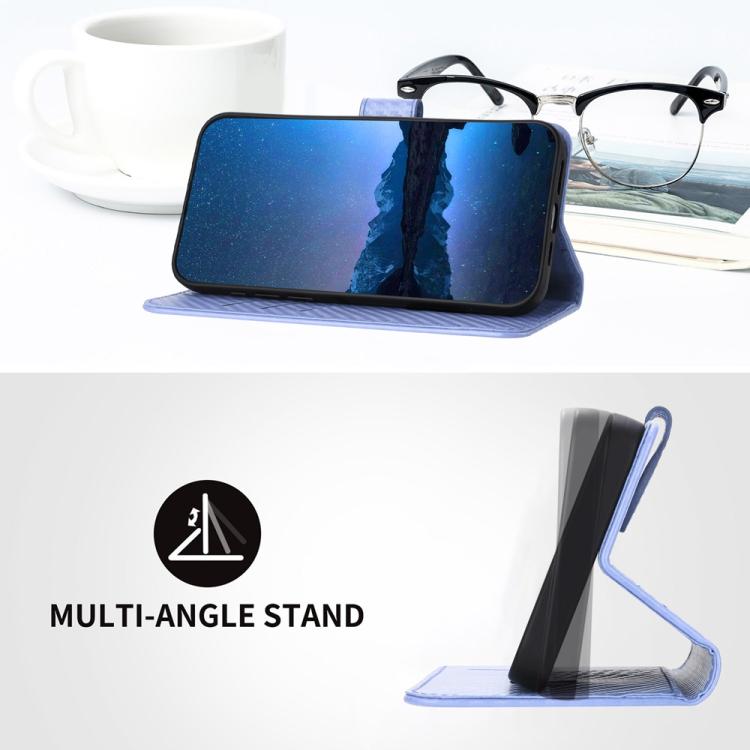 Funda de Cuero con Hebilla de Fibra de Carbono para Huawei Enjoy 20 Se 4G Yx0070 con Cordón (Morado Claro)