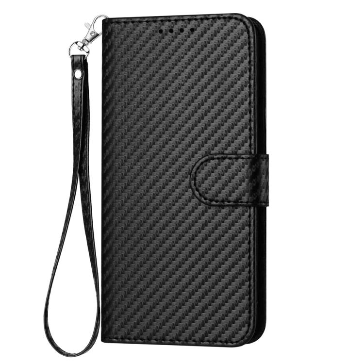 Funda de Cuero con Hebilla de Fibra de Carbono y Cordón para Huawei Enjoy 50 Pro/Nova Y90 Yx0070 (Negro)
