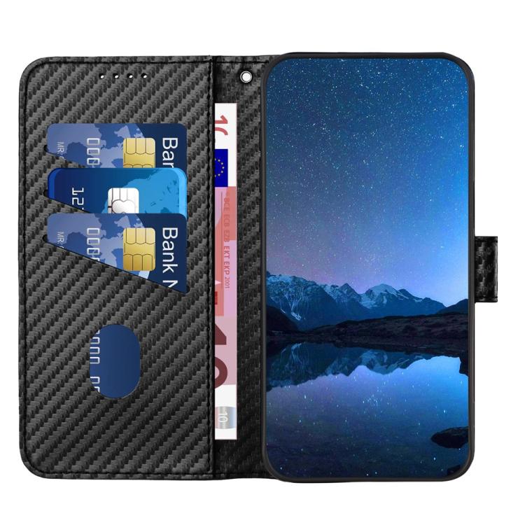 Funda de Cuero con Hebilla de Fibra de Carbono y Cordón para Huawei Enjoy 50 Pro/Nova Y90 Yx0070 (Negro)