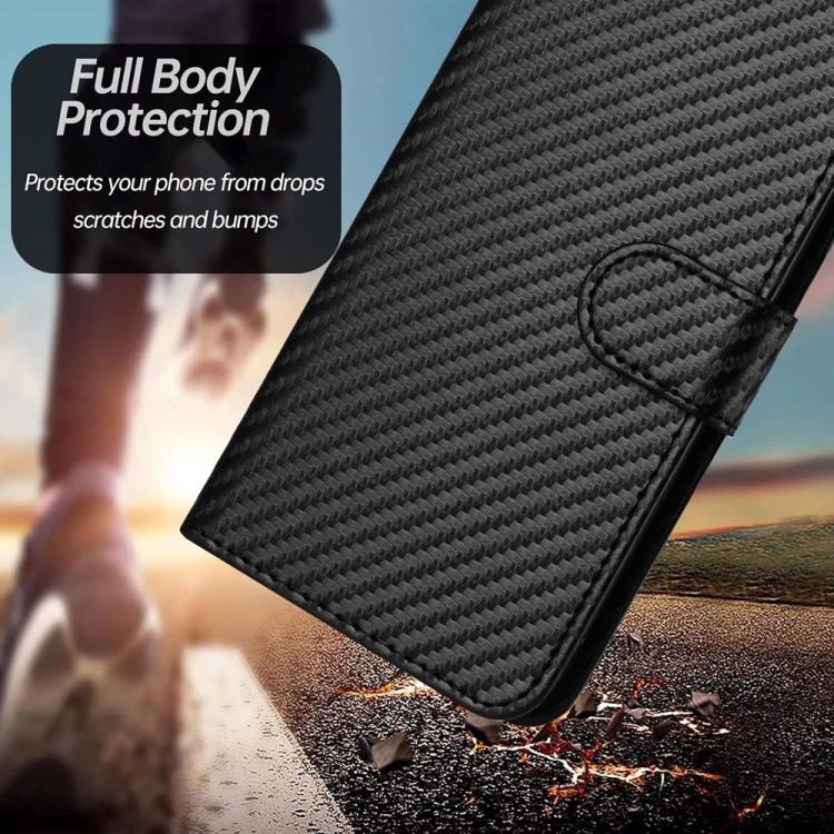 Funda de Cuero con Hebilla de Fibra de Carbono y Cordón para Huawei Enjoy 50 Pro/Nova Y90 Yx0070 (Negro)