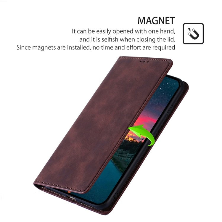 Funda de Piel Magnética para Teléfono Itel A50 4G (Marrón Oscuro)