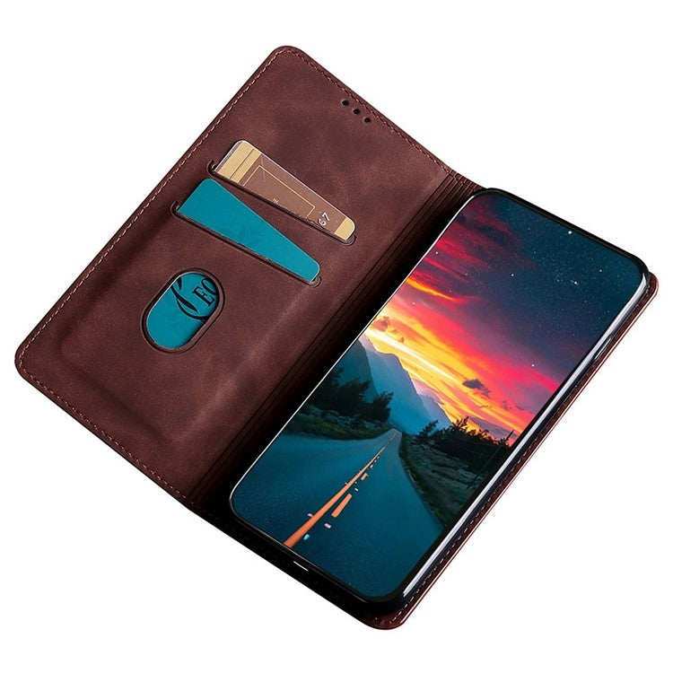 Funda Magnética con Tacto de Piel para Teléfono Itel A50C 4G (Marrón Oscuro)