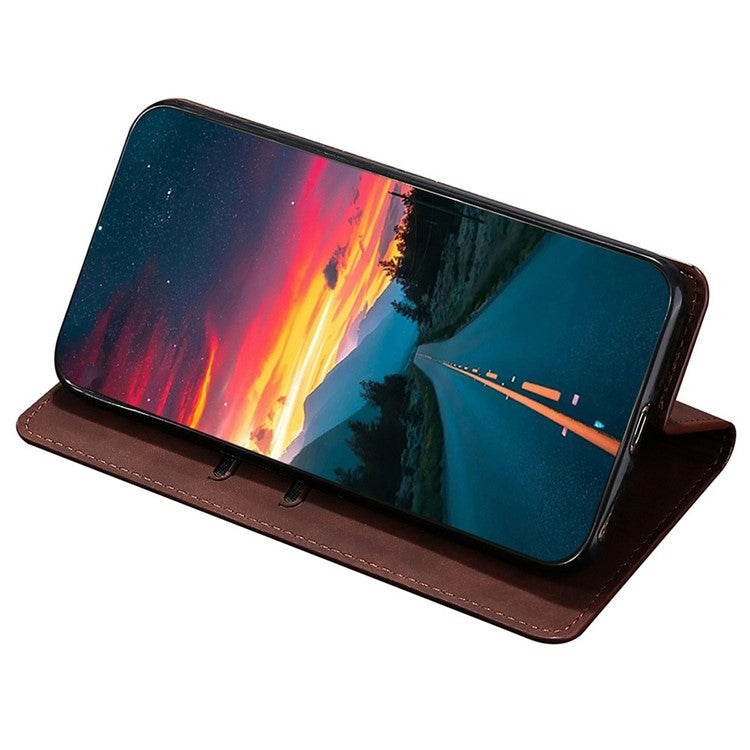 Funda Magnética con Tacto de Piel para Teléfono Itel A50C 4G (Marrón Oscuro)