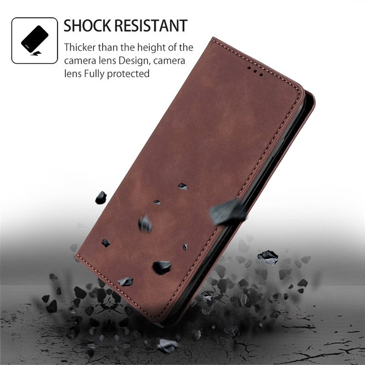 Funda Magnética con Tacto de Piel para Teléfono Itel A50C 4G (Marrón Oscuro)