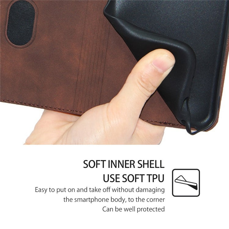 Funda Magnética con Tacto de Piel para Teléfono Itel A50C 4G (Marrón Oscuro)