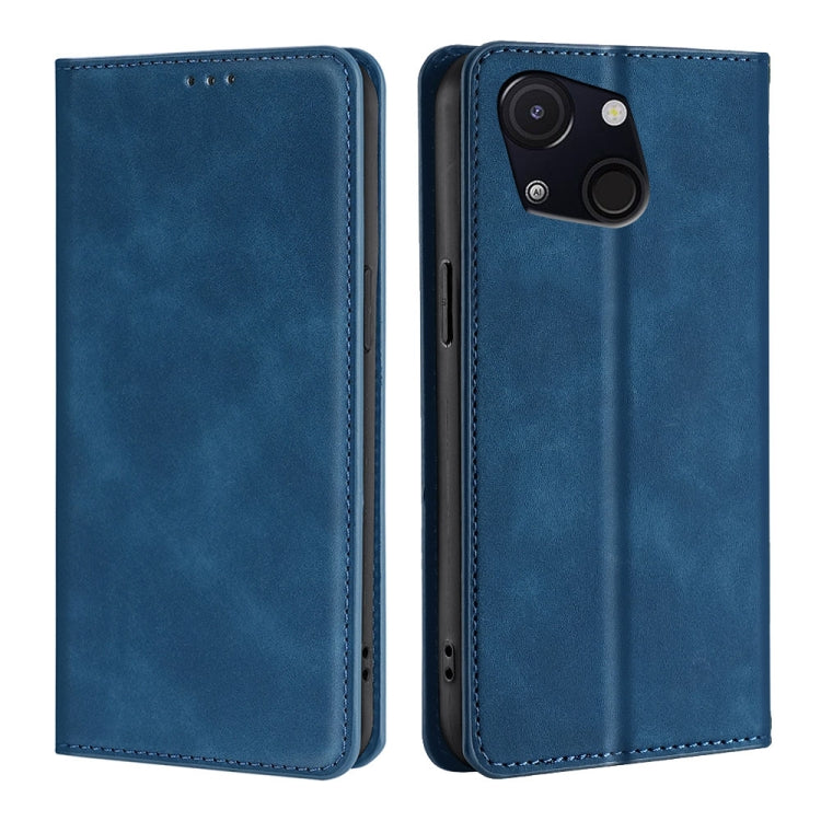 Funda de Piel Magnética para Teléfono Itel A50C 4G (Azul) con Tacto Agradable