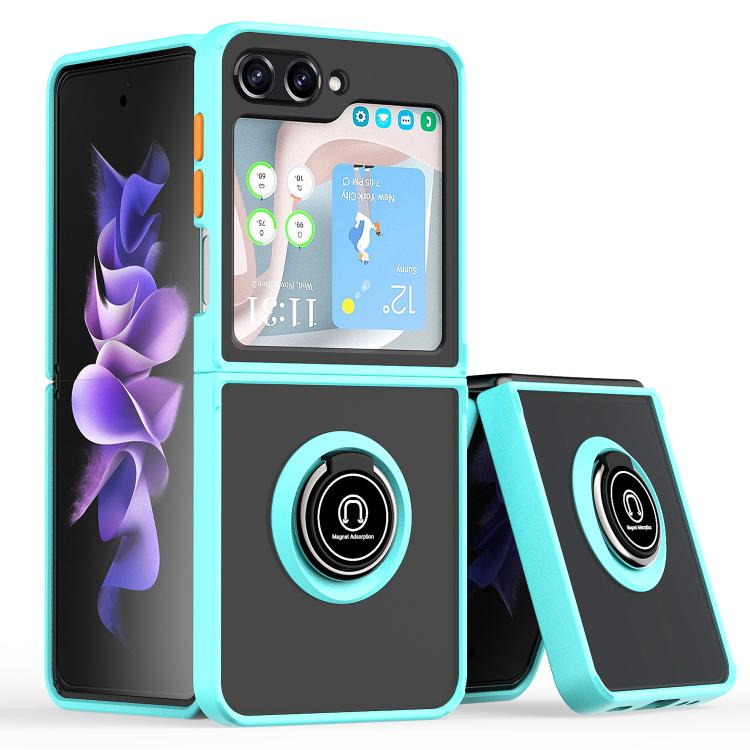 Funda de TPU + PC con anillo para Samsung Galaxy Z Flip5 Q Shadow 1 Series (azul cielo)