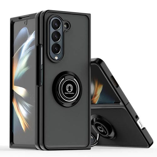 Funda de TPU + PC con anillo para Samsung Galaxy Z Fold5 Q Shadow 1 Series (negro)