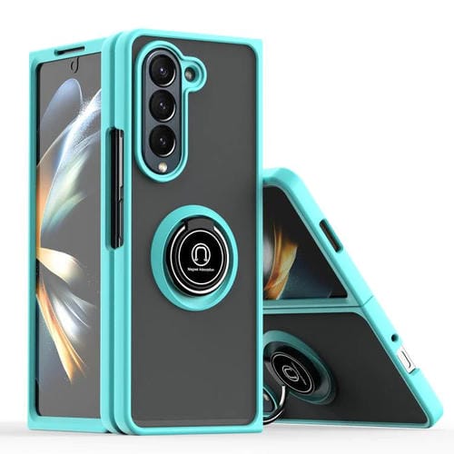 Funda de TPU + PC con anillo para Samsung Galaxy Z Fold5 Q Shadow 1 Series (azul cielo)