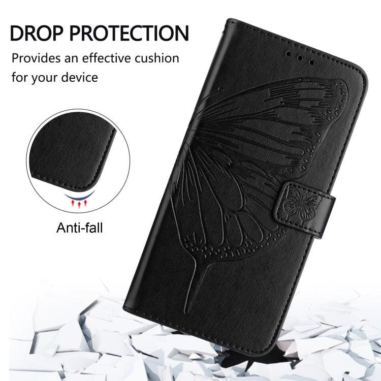 Funda de Cuero para Sharp Aquos R9 Pro/Sh-54E con Mariposa en Relieve (Negra)