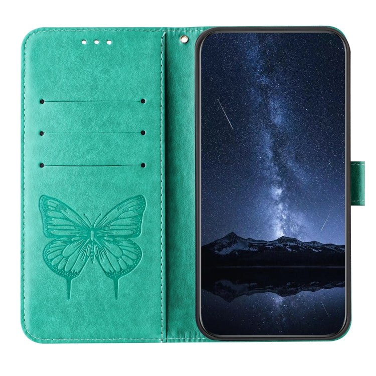 Funda de Cuero para Sharp Aquos R9 Pro/Sh-54E con Diseño de Mariposa en Relieve (Verde)