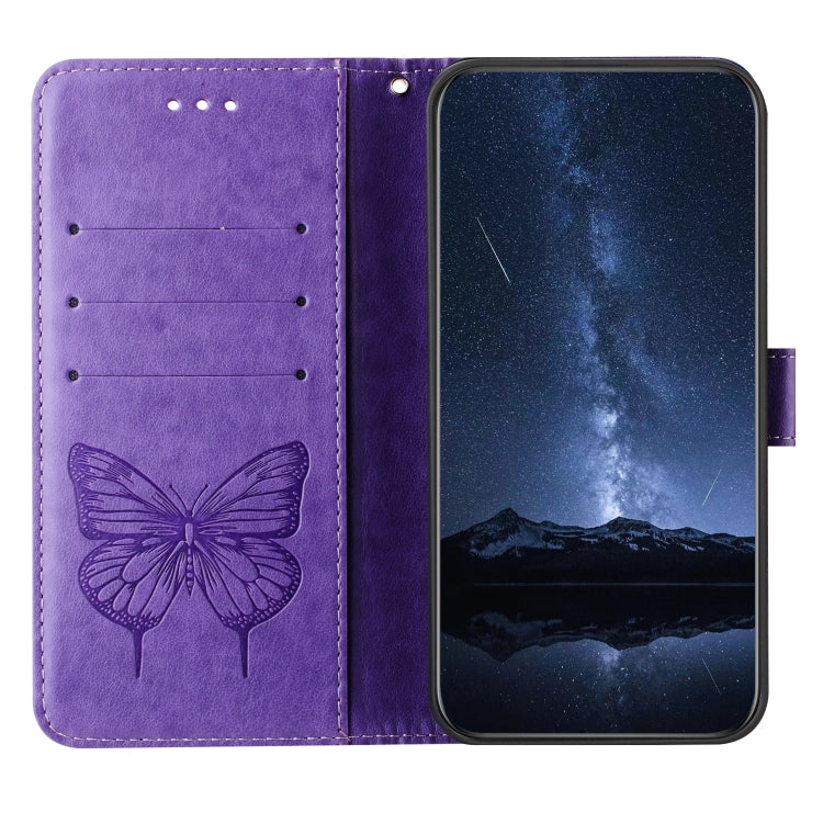 Funda de Cuero para Sharp Aquos Sense9 con Diseño de Mariposa en Relieve (Morado Claro)