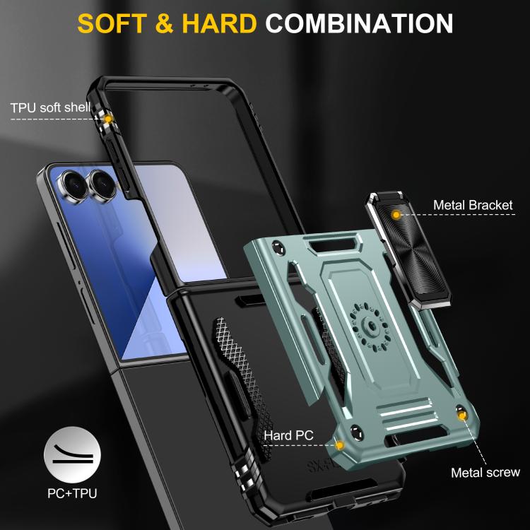 Funda protectora de PC y TPU para Samsung Galaxy Z Flip7 5G (verde alpino)